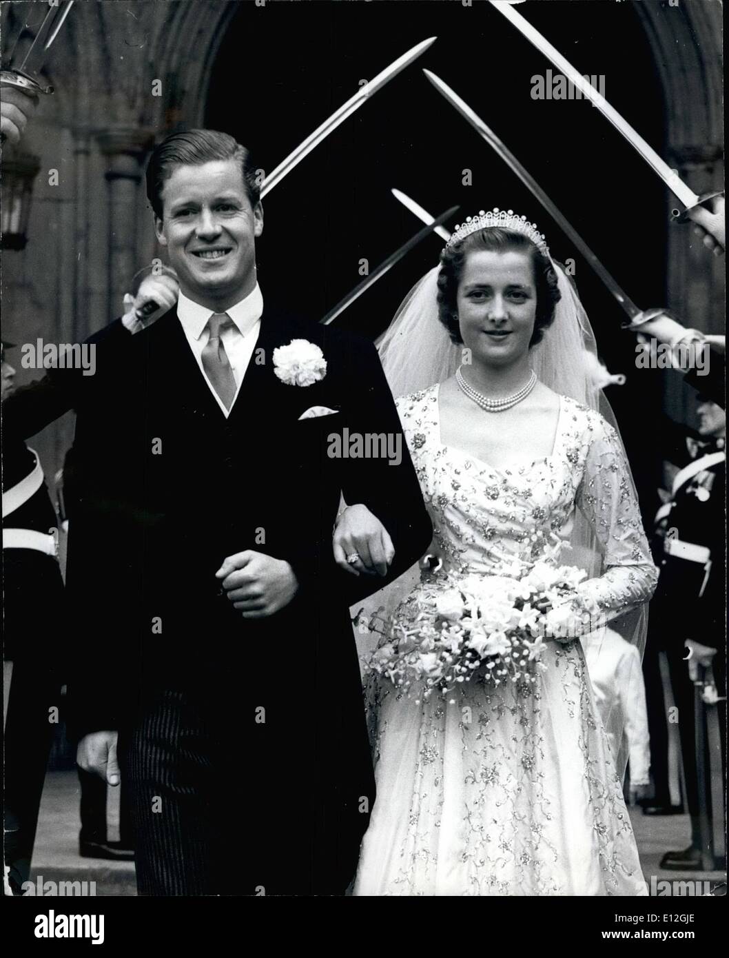 Dec. 29, 2011 - Lady Diana's Partner; Earl and Countess Spencer, seen at their wedding at Westminster Abbey in 1954. Stock Photo