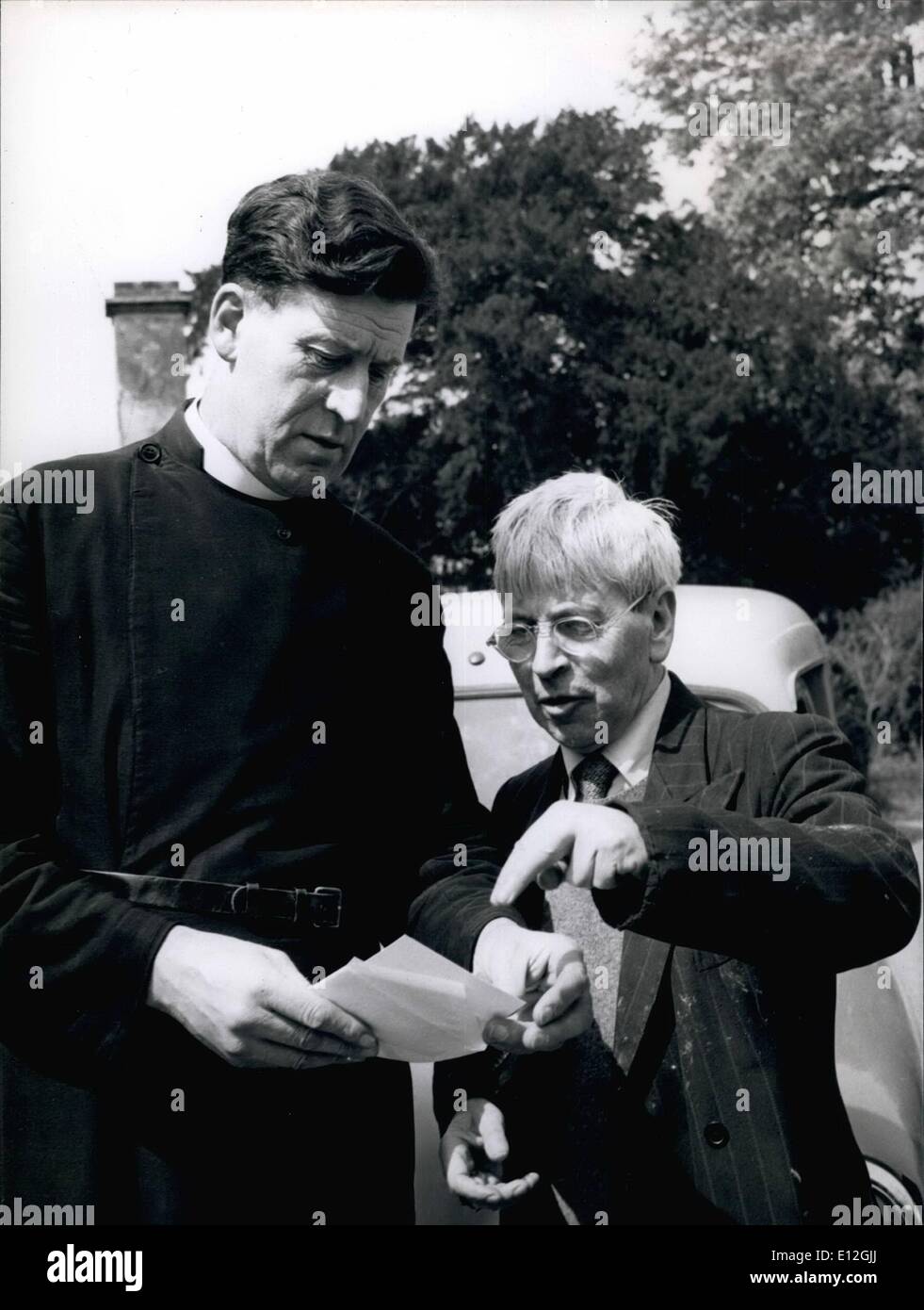 Dec. 29, 2011 - Stanley Spencer discusses his exhibition with the Vicar: The artists and the Rev. H. Westropp, vicar of Cookham, in whose church and vicerage, Stanley Spencer is to exhibit his works. Stock Photo