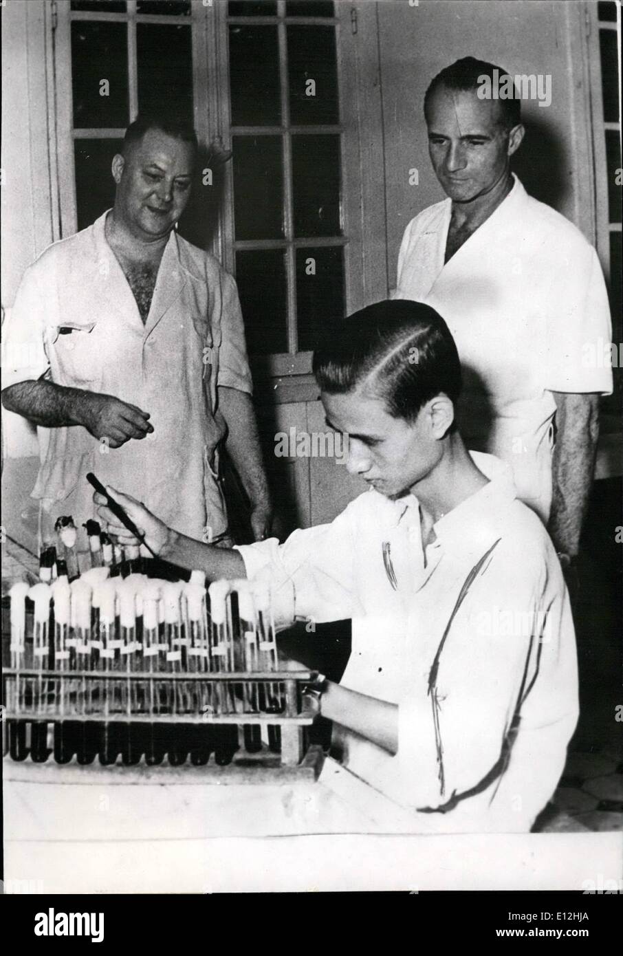Feb. 24, 2012 - Indo-China: French Governor inspects. Mr. Sainteny, the Governor of North Vietnam, inspects the laboratory of Pasteur Institute while visiting the Northern area recently. Sep. 14/54 Stock Photo