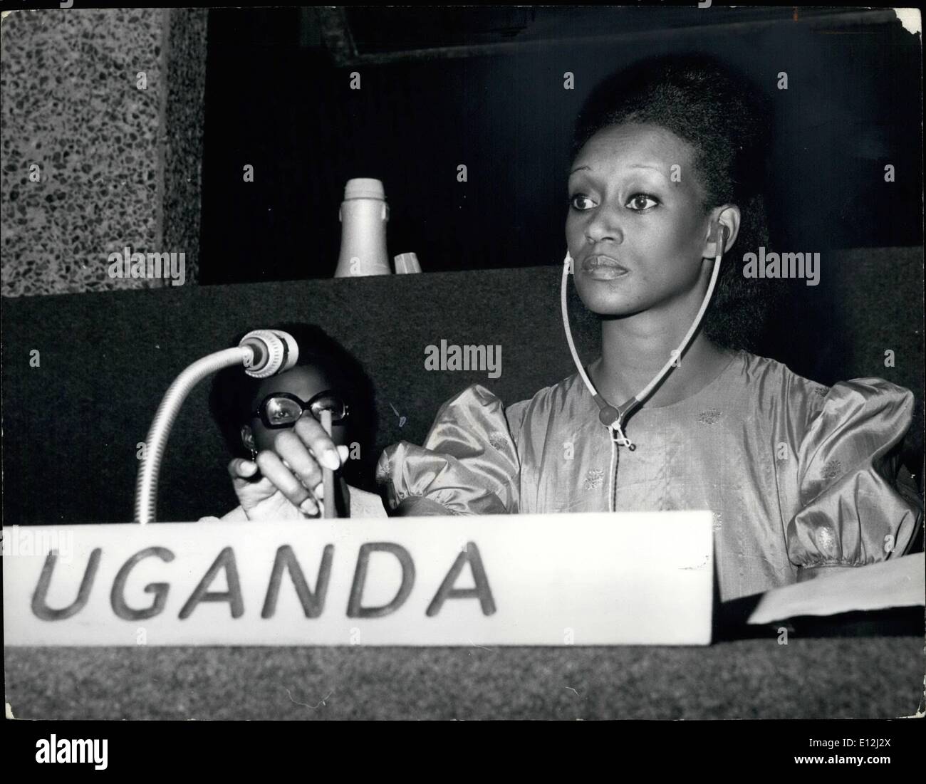 Feb. 24, 2012 - Miss ELIZABETH EDITH CHRISTABEL BAGAAYA, Foreign Minister of Uganda Formerly Princess Elizabeth of Toro. Dorn Uganda, 1940. Educated privately in Uganda and at Sherbaurne -School for Girls in England. University: Cambridge. Qualified as Barrister, 1965. East Africa, first practising woman barrister, 1966. Left Uganda following Oboia's dissolution of the monarchies, 1968. International fame as model, 1968 - 1969. Flayed in Hollywood version of ''Bullfrog in the Sun'', 1970. Returned to Uganda after coup, 1971, Appointed Roving Ambassador by President Amin, 1771 Stock Photo