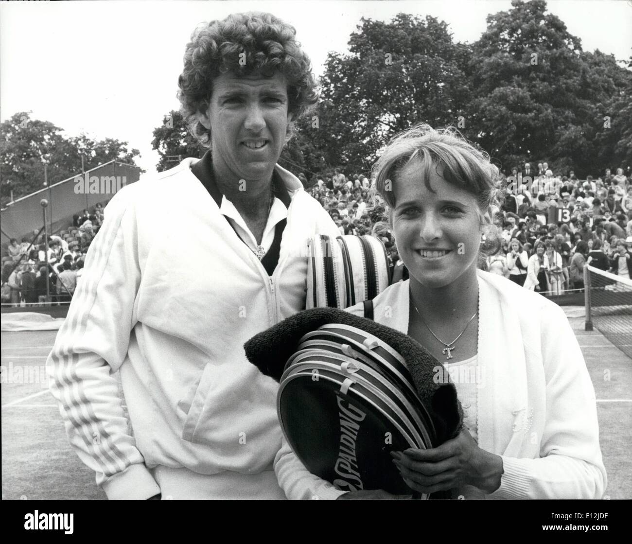 Feb. 24, 2012 - JOHN AND TRACY AUSTIN AT WIMBLEDON PHOTO SHOWS: American tennis star TRACY AUSTIN with her brother John - they are taking part in the mixed doubles. Stock Photo
