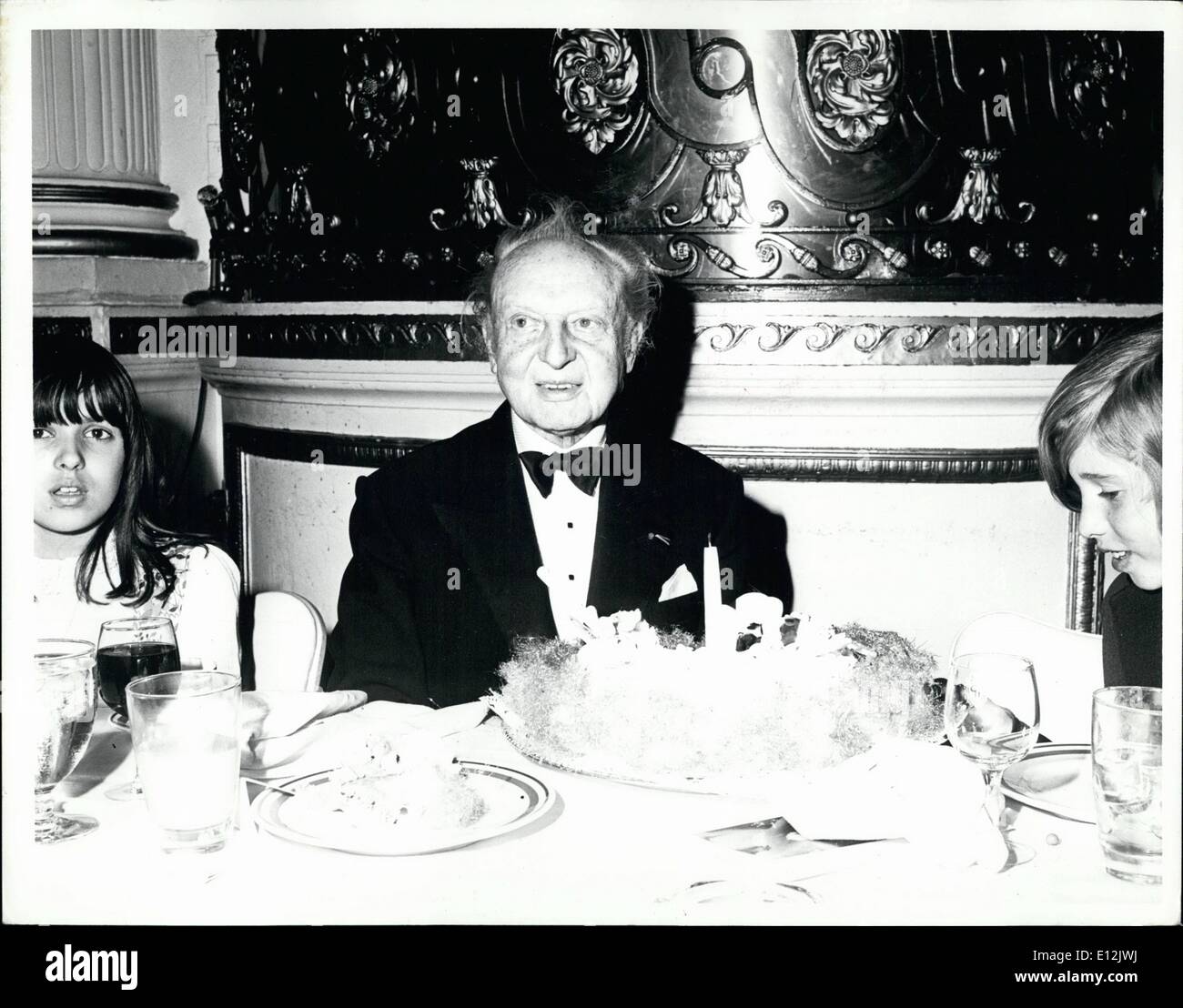 Feb. 24, 2012 - Leopold Stokowski 90th birthday, Hotel Plaza, NYC, with two of his grandchildren. Stock Photo