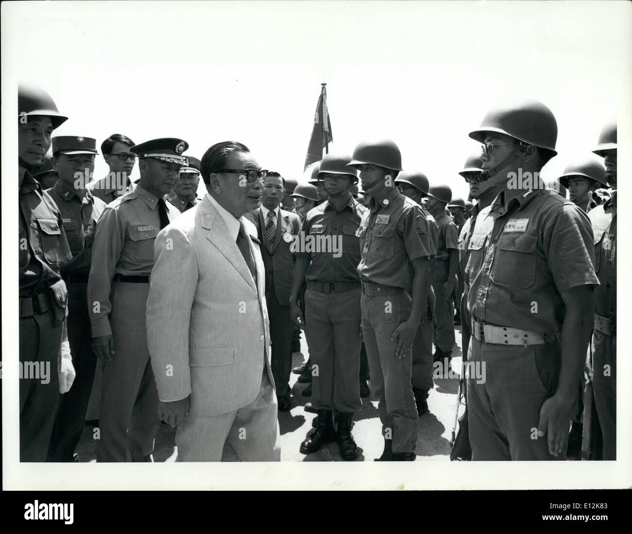 Feb. 24, 2012 - Premier Chiang Ching-Kuo with cadets at Taichung, 1976 Taiwan. Stock Photo