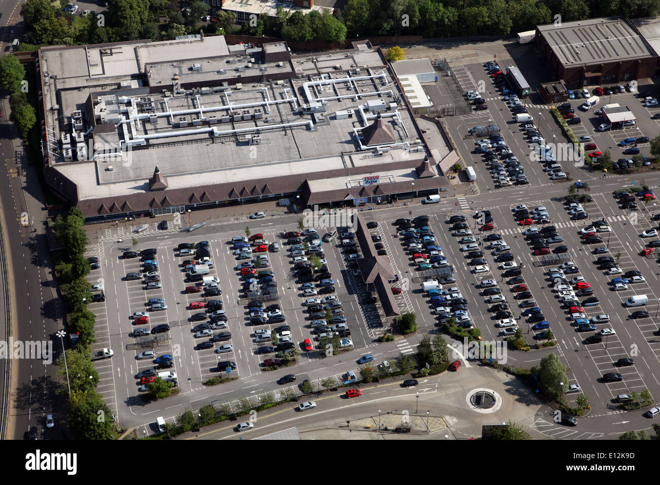 aerial view of a Tesco supermarket at New Malden, London, UK Stock