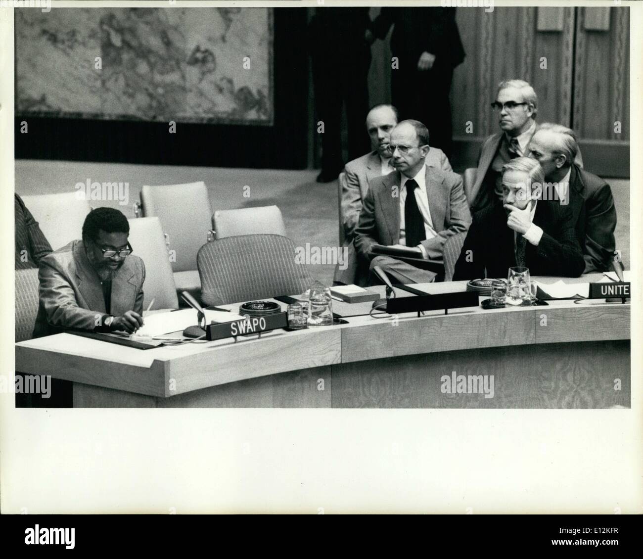 Feb. 24, 2012 - Namibia: SWAPO delegate Sam Nujoma (South West Africa People's Organization)UN Security council 9/28/96 with the US delegation. Stock Photo