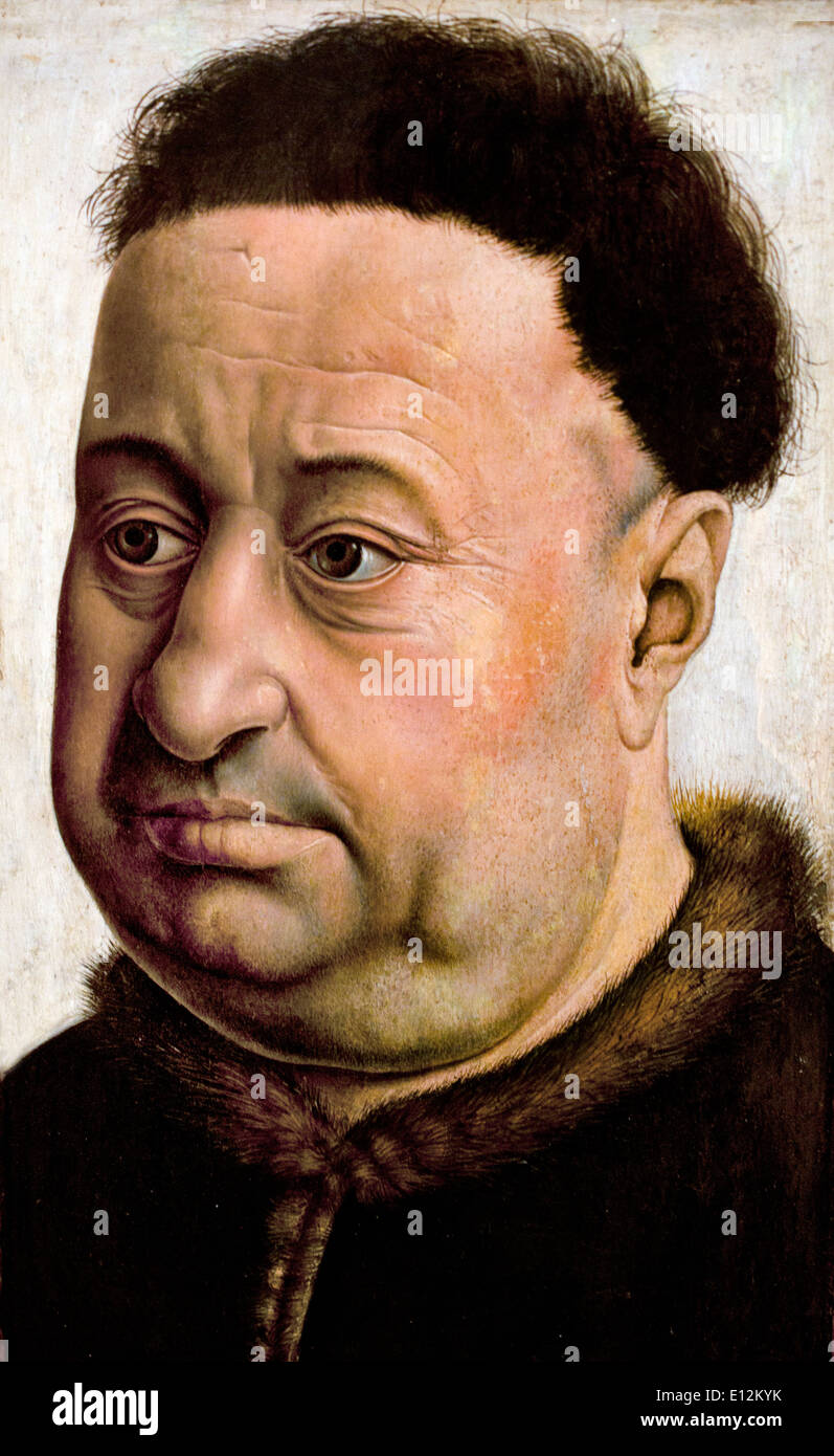 Portrait of a Stout Man. Robert de Masmines 1425 Robert Campin 1375-1444 France French Stock Photo