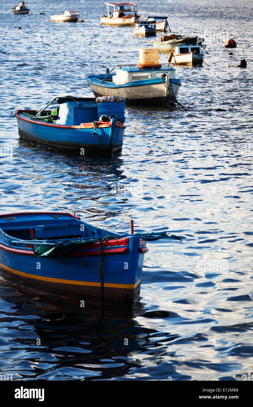 Fishing boats in the bay ocean Stock Photo - Alamy