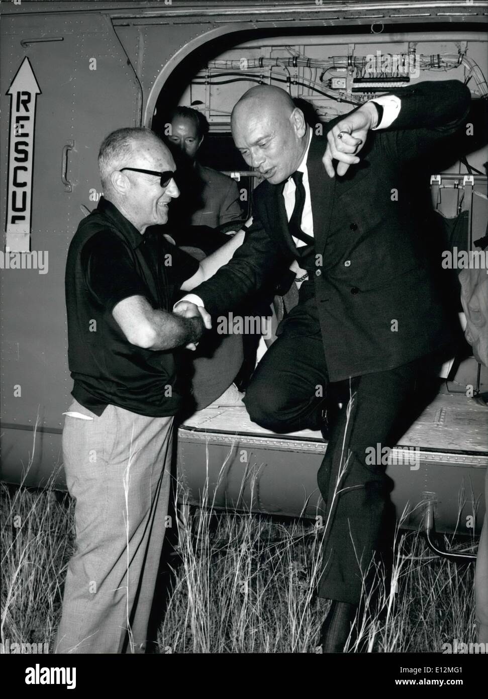 Feb. 24, 2012 - Rome, August 1966 - The film festival in Taormine, ended and the Prizes ''David Di Donatello'' were delivered to the actors. photo shows American actor Yul Brynner arrives at Taormine. Stock Photo