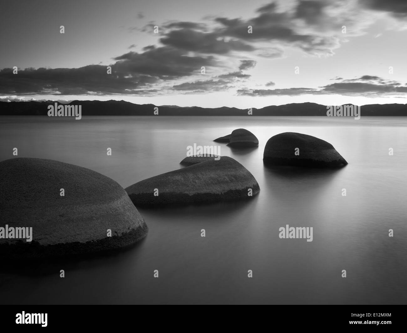 Sunset at Chimney Beach. Lake Tahoe, Nevada Stock Photo