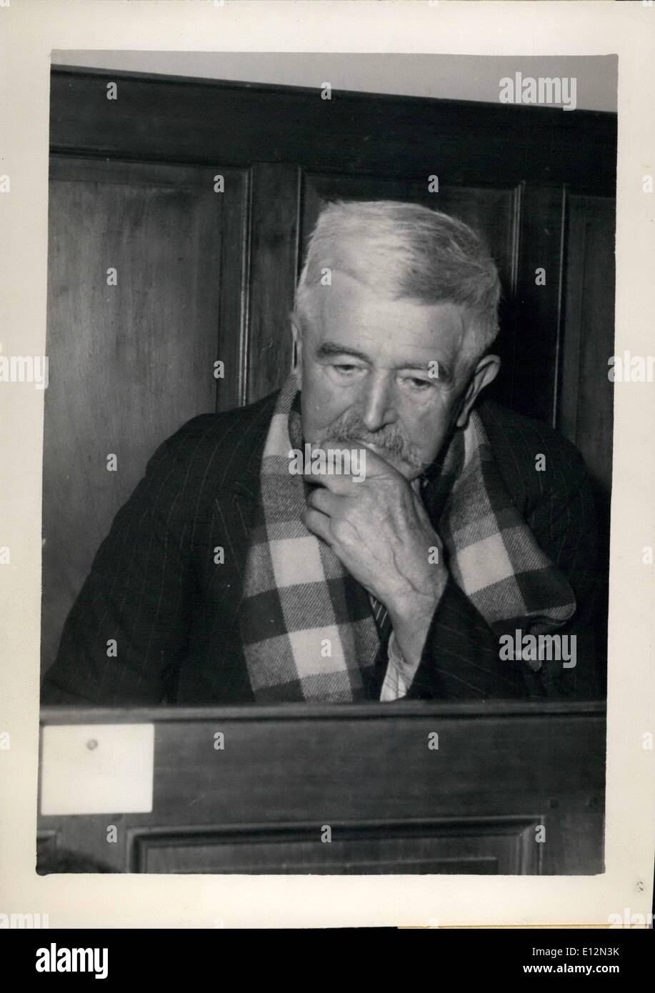 Feb. 24, 2012 - Dominici on trial for Drummond Murder. An expression of Gaston Dominici as he appeared in the dock of the Digne Assizes on the charge of murdering the Drummond family. Nov. 15/54 Stock Photo