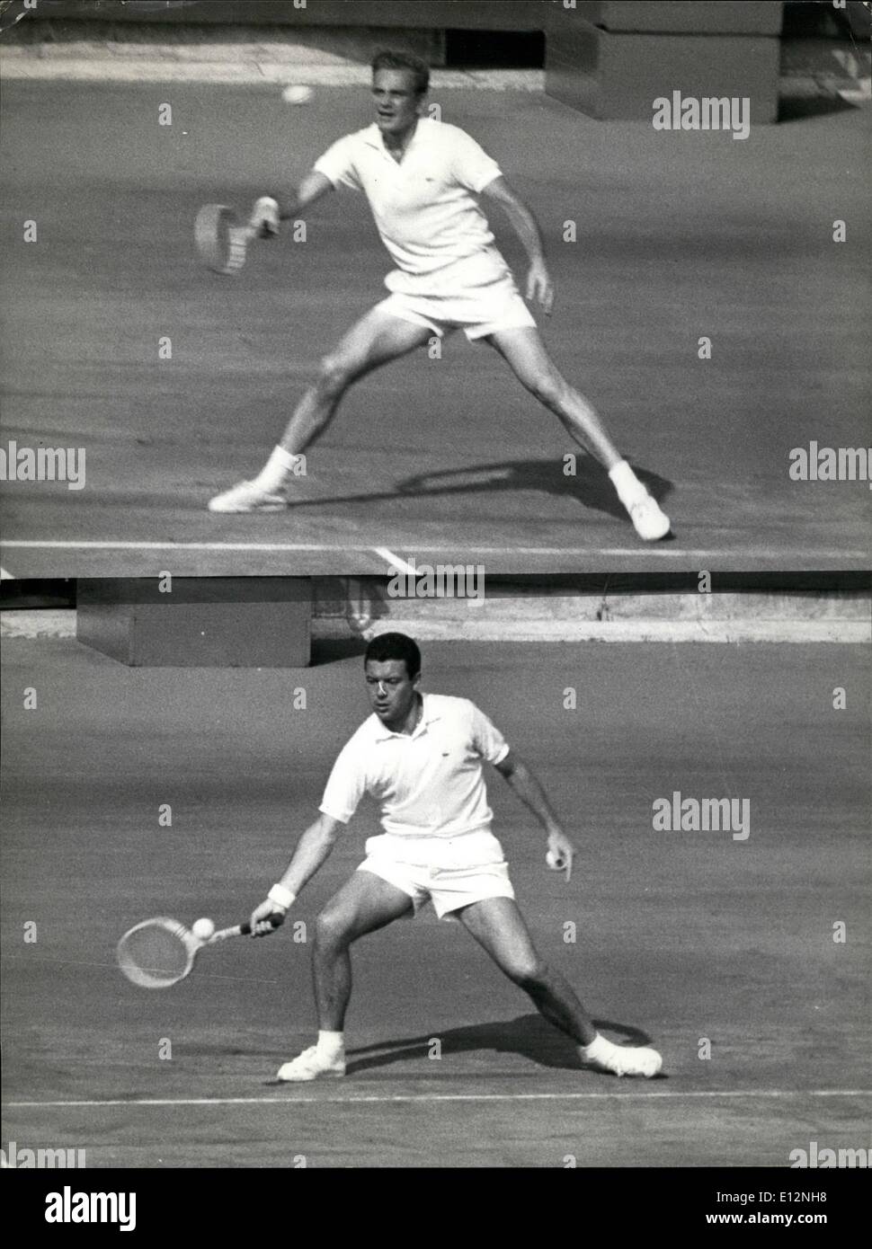 Feb. 24, 2012 - Rome/ Davis Cup Tournament: Interzone finals: bottom: Italy's Nicola Pietrangeli in action during today's single against Whitney Reed (USA) Stock Photo