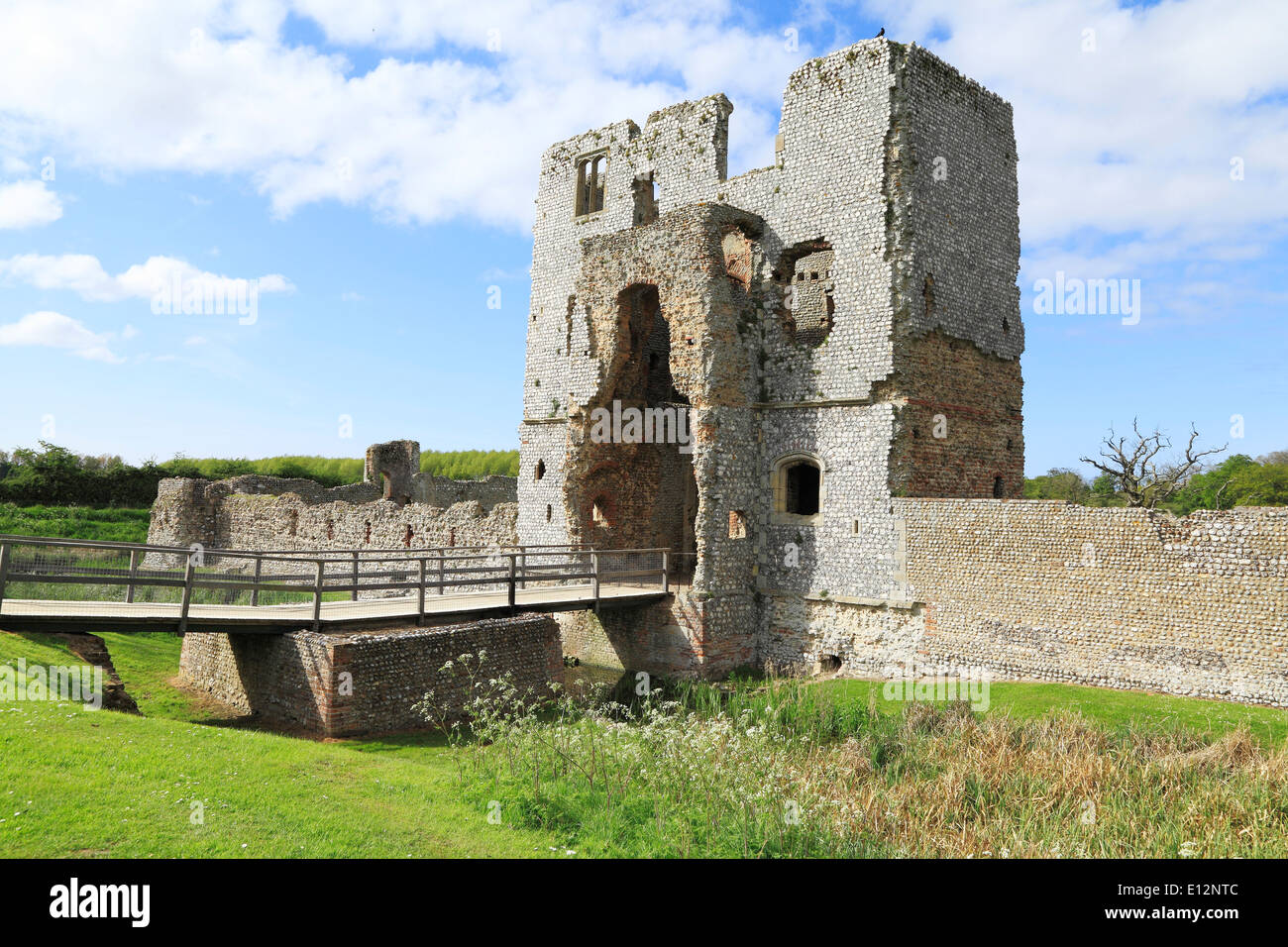 Baconsthorpe Castle, 15th century Inner Gatehouse and Moat, Norfolk England UK English medieval castles Stock Photo