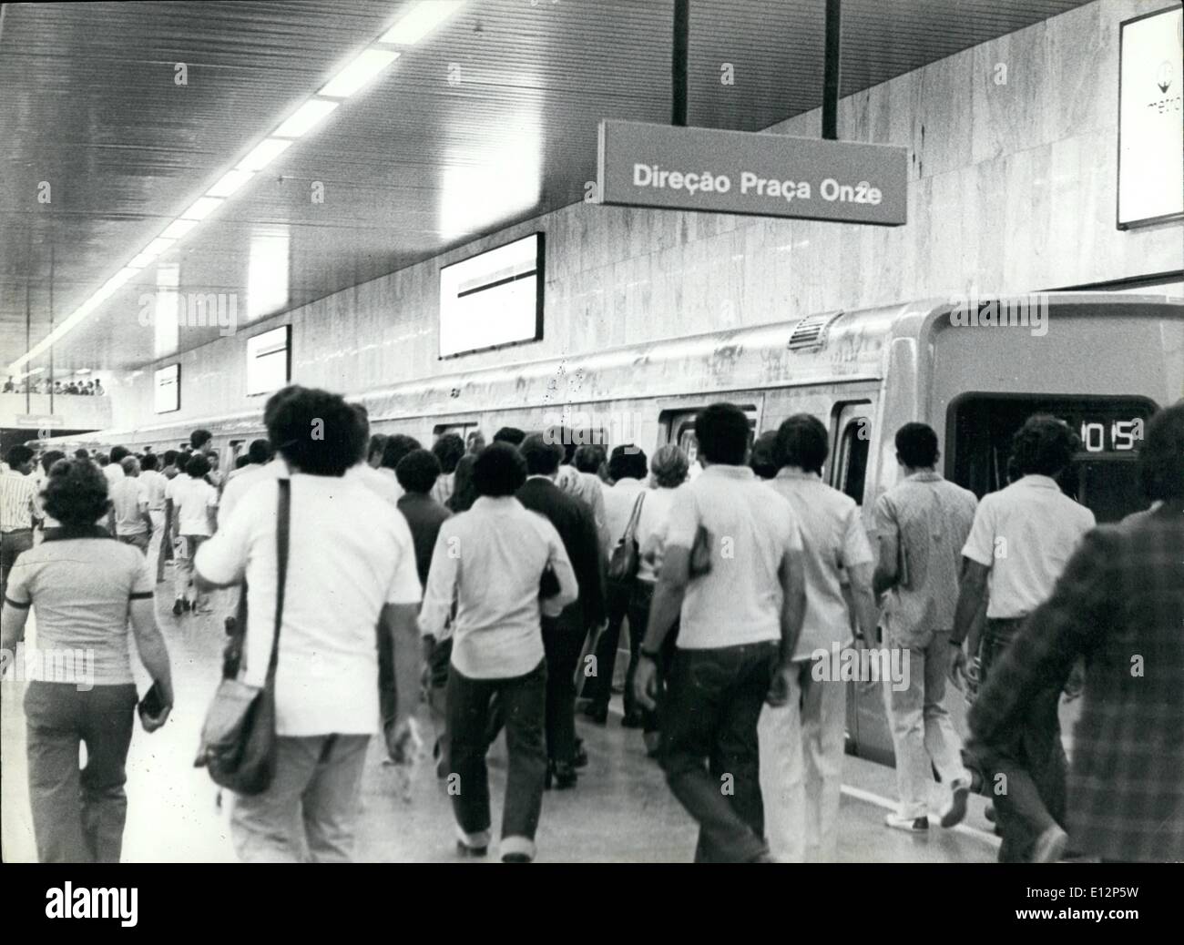 Feb. 24, 2012 - RioÃ¢â‚¬â„¢s Metro Ã¢â‚¬â€œ People taking the train. March 1979, Rio de Janeiro, Brazil. Stock Photo