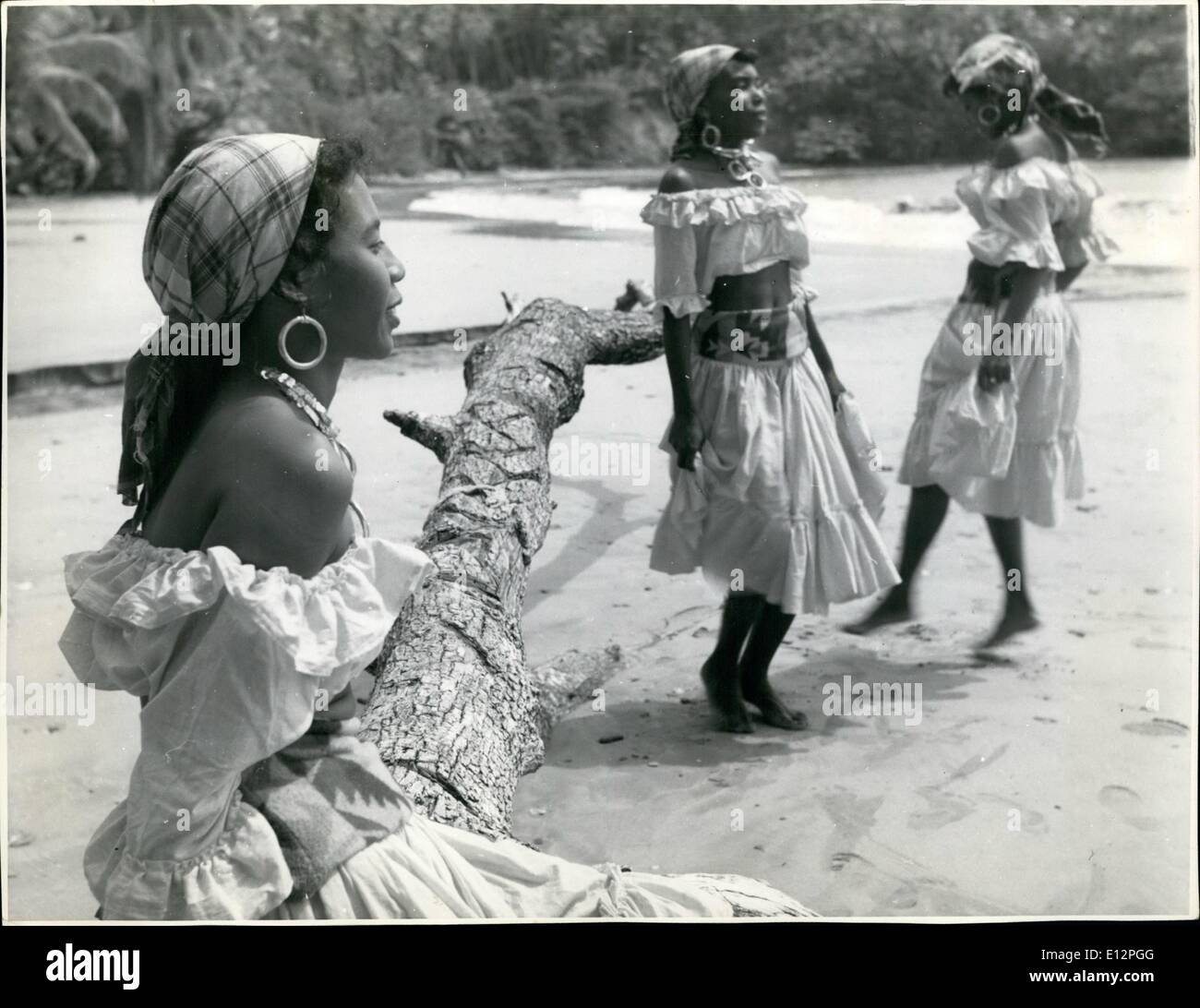 Feb. 24, 2012 - Dancers on the sand at the beach. Trinidad, B. W.I. Stock Photo