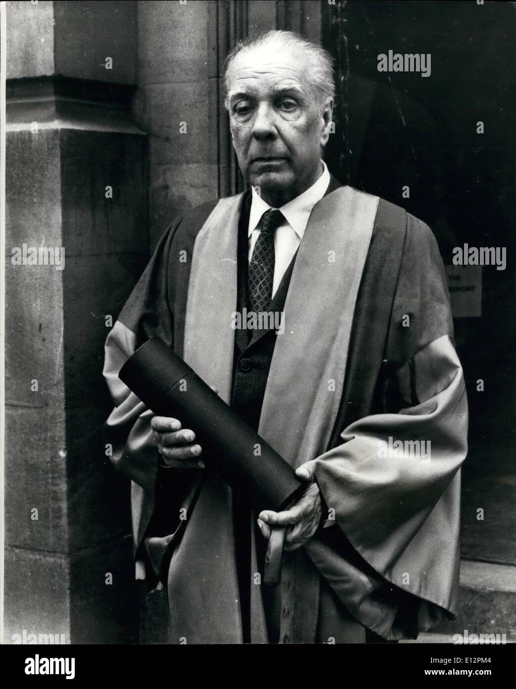 Feb. 24, 2012 - Blind Argentine Writer and Poet Receives Honorary Doctorate of letters at Oxford University: Jorge Luis Borges, Stock Photo