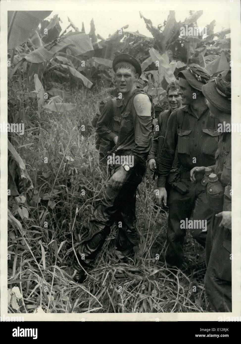 Feb. 25, 2012 - Vietnam War. Australian soldiers from Six Platoon of Bravo Company of the Australian Sixth Battalion. 220866 Stock Photo