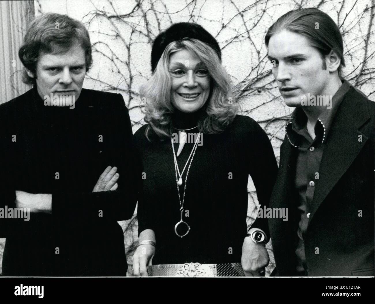 Feb. 24, 2012 - The stars of Warhol's film Hollywood visit Munich. The stars of the new film of Andy Warhol's Factory Hollywood came to Munich now for it's premiere in Germany. OPS: from left to right, Hollywood , director Paul Morrissey, Sylvia Miles and Joe Dallesandro. Keystone West Germany 19-1-73 Stock Photo