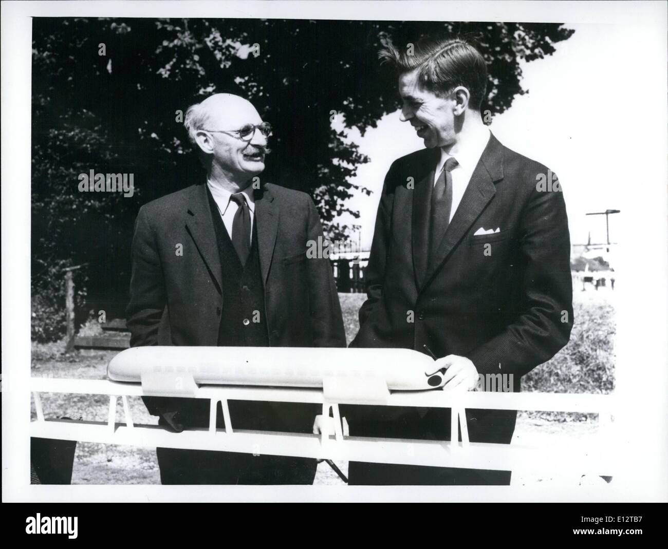 Feb. 24, 2012 - Christopher Cockerell left , discusses his latest project, a Hovertrain, with engineer Alan Pennington as they Stock Photo