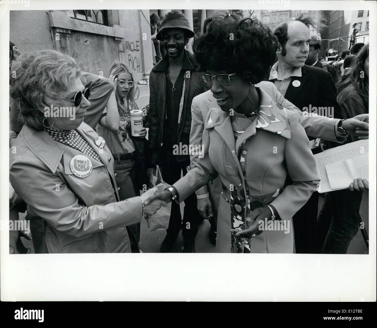 Feb. 24, 2012 - Shirley Chisholm at the Women Lib abortion demonstration, Union Square, NYC, May 6, 1972 Demonstration against the repeal of New York State's Abortion Law. Women's Lib and other organizations demonstrated at Union Square with mostly young female marchers equipped with a variety of signs, banners and button, for the upholding of New York's one year old liberal abortion law. May 6, 1972 Stock Photo