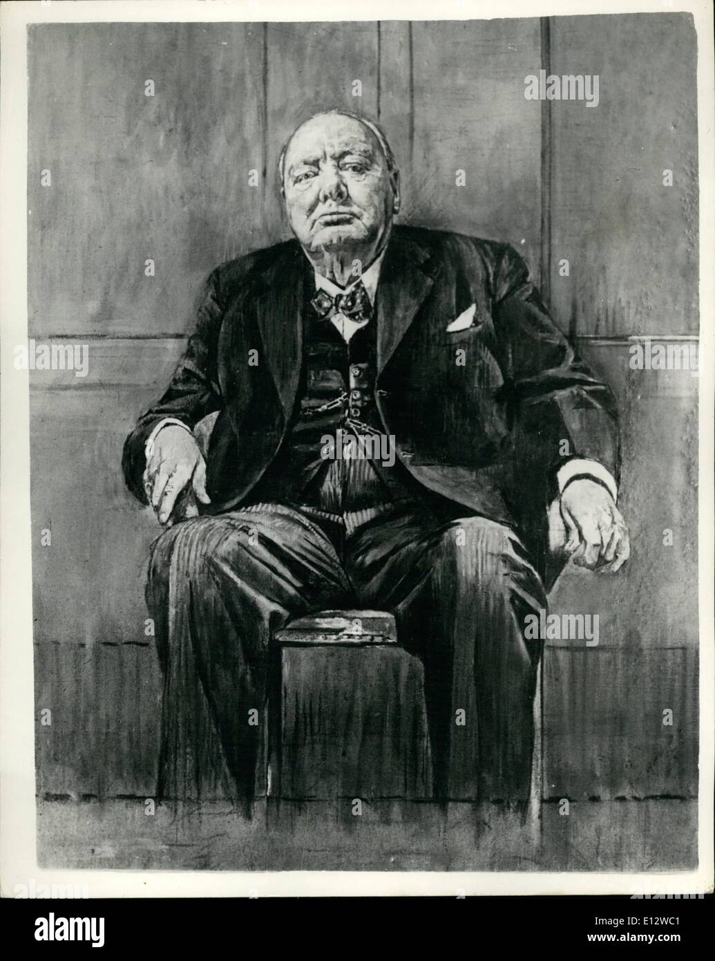 Feb. 26, 2012 - The Portrait painted by Mr. Graham Sutherland presented to Sir Winston Churchill on his 80th Birthday by past and present members of the houses of lords and commons. Stock Photo
