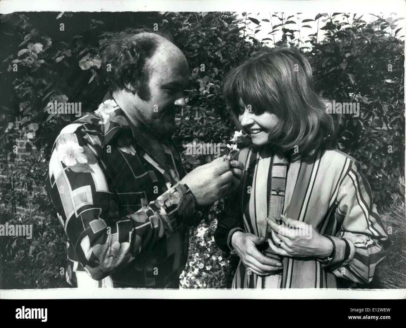 Feb. 25, 2012 - Timothy West and his actress wife Prunella Scales or 'Pooh' as he calls her, in the garden of their Wandsworth Common home, London. Stock Photo