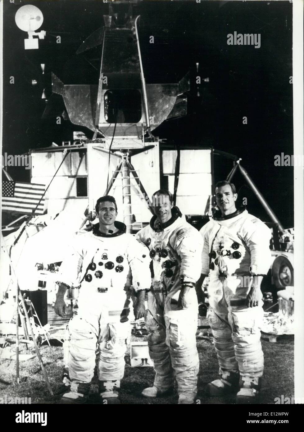 Feb. 26, 2012 - Preparing for Apollo 15 Moon Mission; Preparation are going ahead for the Apollo 15 Mission by American astronauts in July. Photo Shows American Apollo 15 astronauts (L to R); James Irwin, Alfred Worden and David Scott. Stock Photo