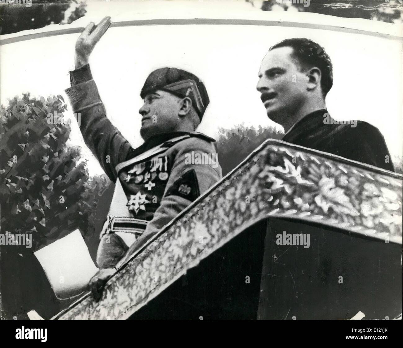 Feb. 25, 2012 - Mussolini with Mosleu Sir Oswald Mosley leader of Fas Park in Britain Stock Photo