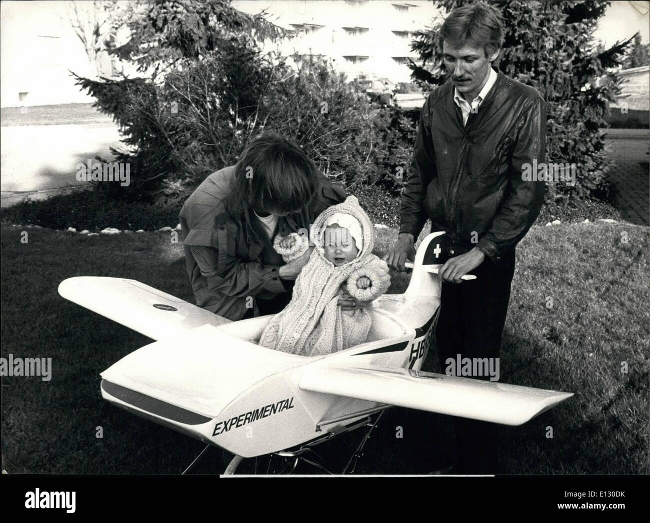 Feb. 26, 2012 - Glider for Young - Stars: Nobody can start to get the feeling of glider earlier as this four month old child Stephanie Cornelia. His Father Jurg Burg and his mother Eveline from Olten Switzerland are in her free time enthusiastic glider pilots. Stock Photo