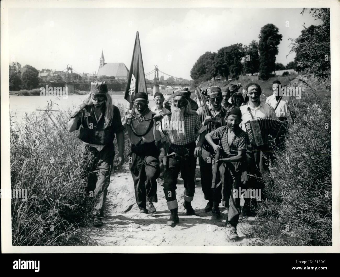 Feb. 26, 2012 - 8. Clad in daring costumes the pirates are moving out to meet the soldiers in the battle. Stock Photo