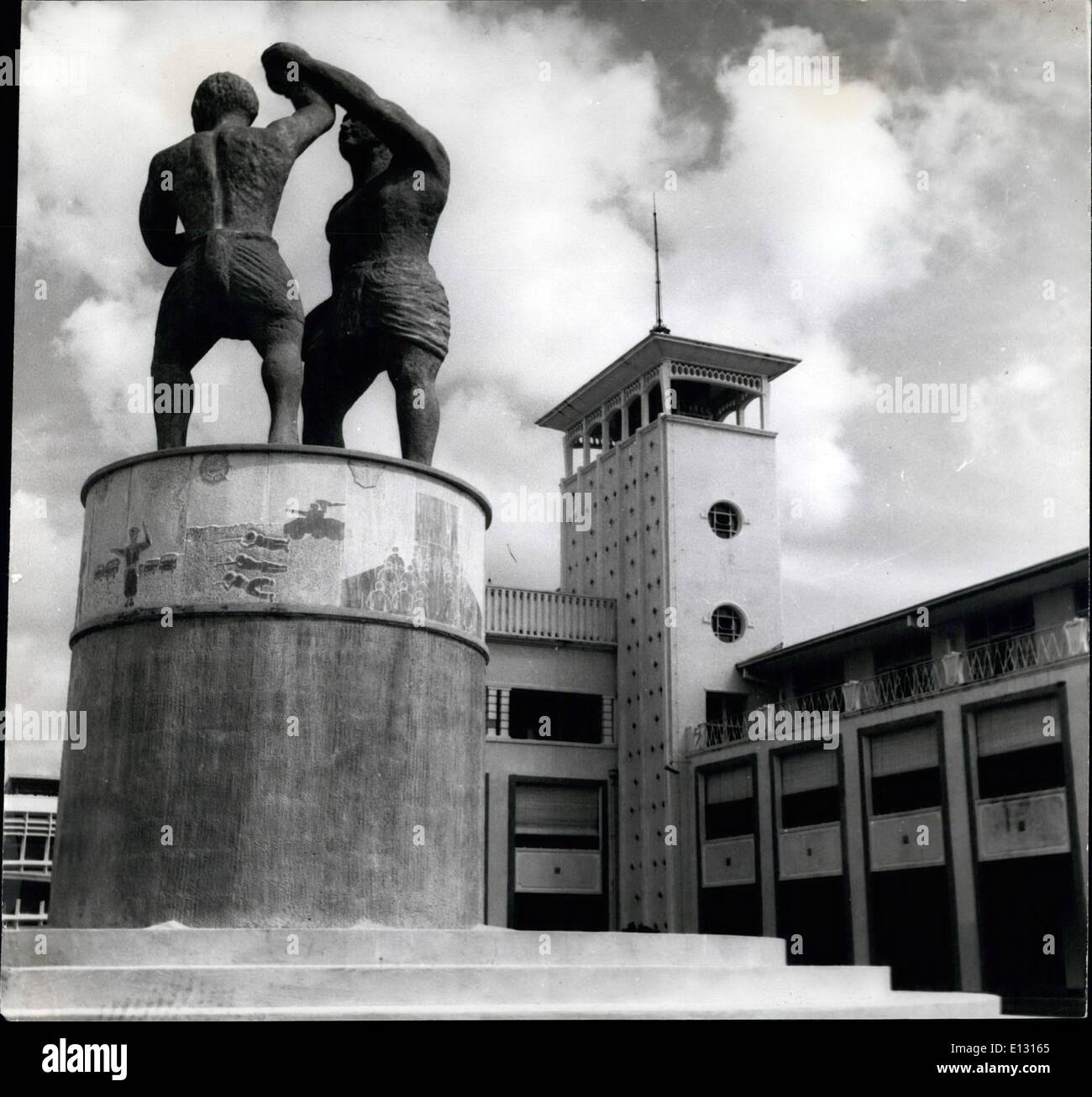Feb. 26, 2012 - Police Headquarters: The new Indonesian Police Headquarters has this giant sculpture of two wrestler, symbolically the Force Fighting Crime, which dominates the front lawns. Stock Photo