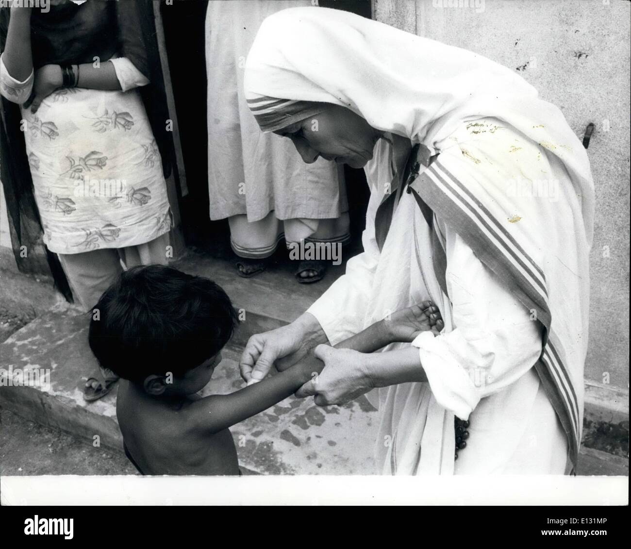 Feb. 26, 2012 - Mother Teresa is kept busy at the children's clinic, where out-patients are treated.  P Stock Photo