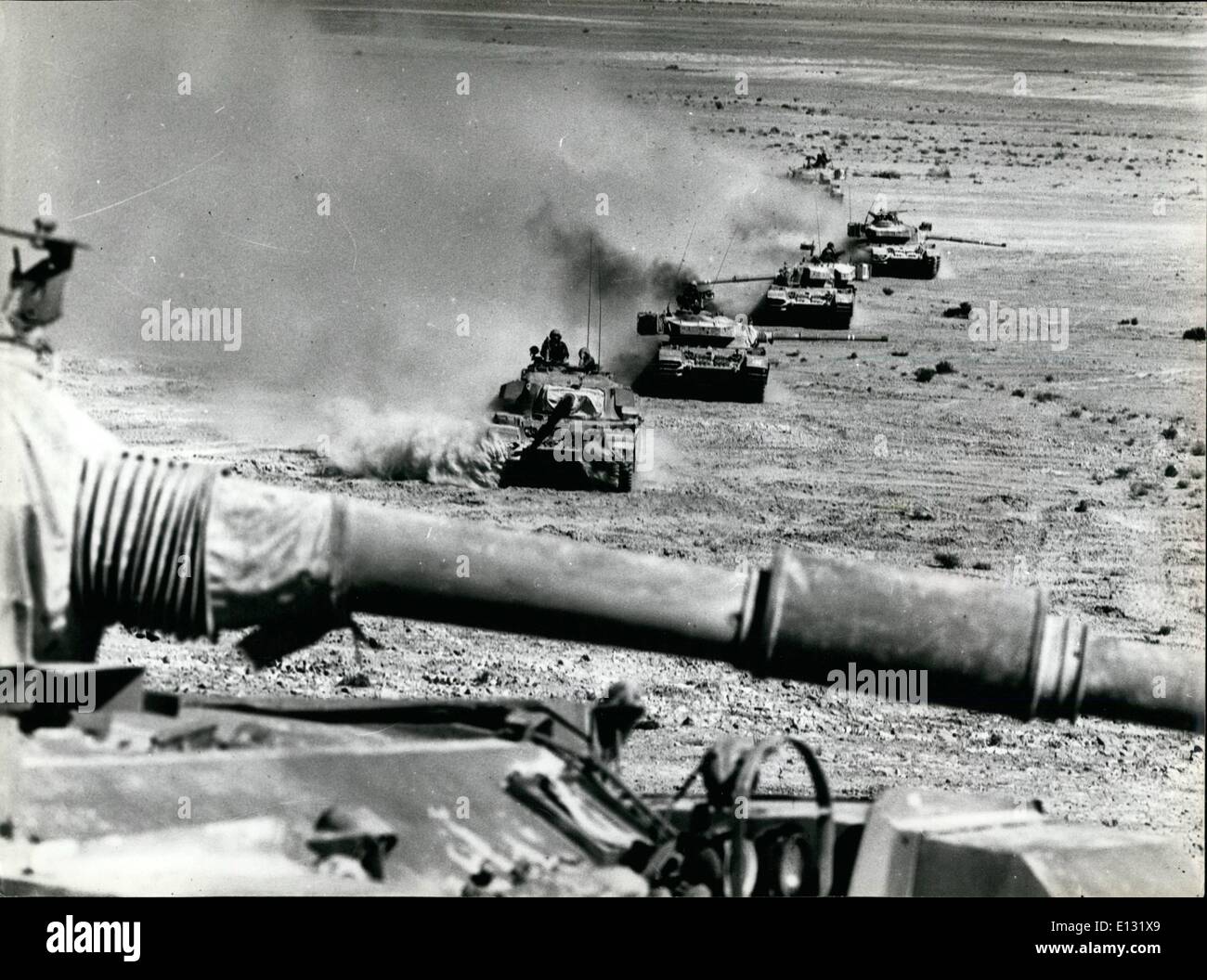 Feb. 26, 2012 - Israeli centurion tanks - manoeuvres in the sinai desert near mills. Stock Photo