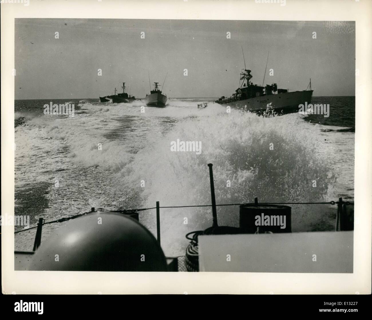 Feb. 26, 2012 - N.A.T.O Gets A Move On Units of Britain's Royal Navy are combining with units of the Royal Dutch and Royal Norwegian Navies in N.A.T.O exercises in Danish waters. Picture Shows:- British fast patrol boats turn the English Channel into white foam as they make their way to the N.A.T.O exercises. Stock Photo