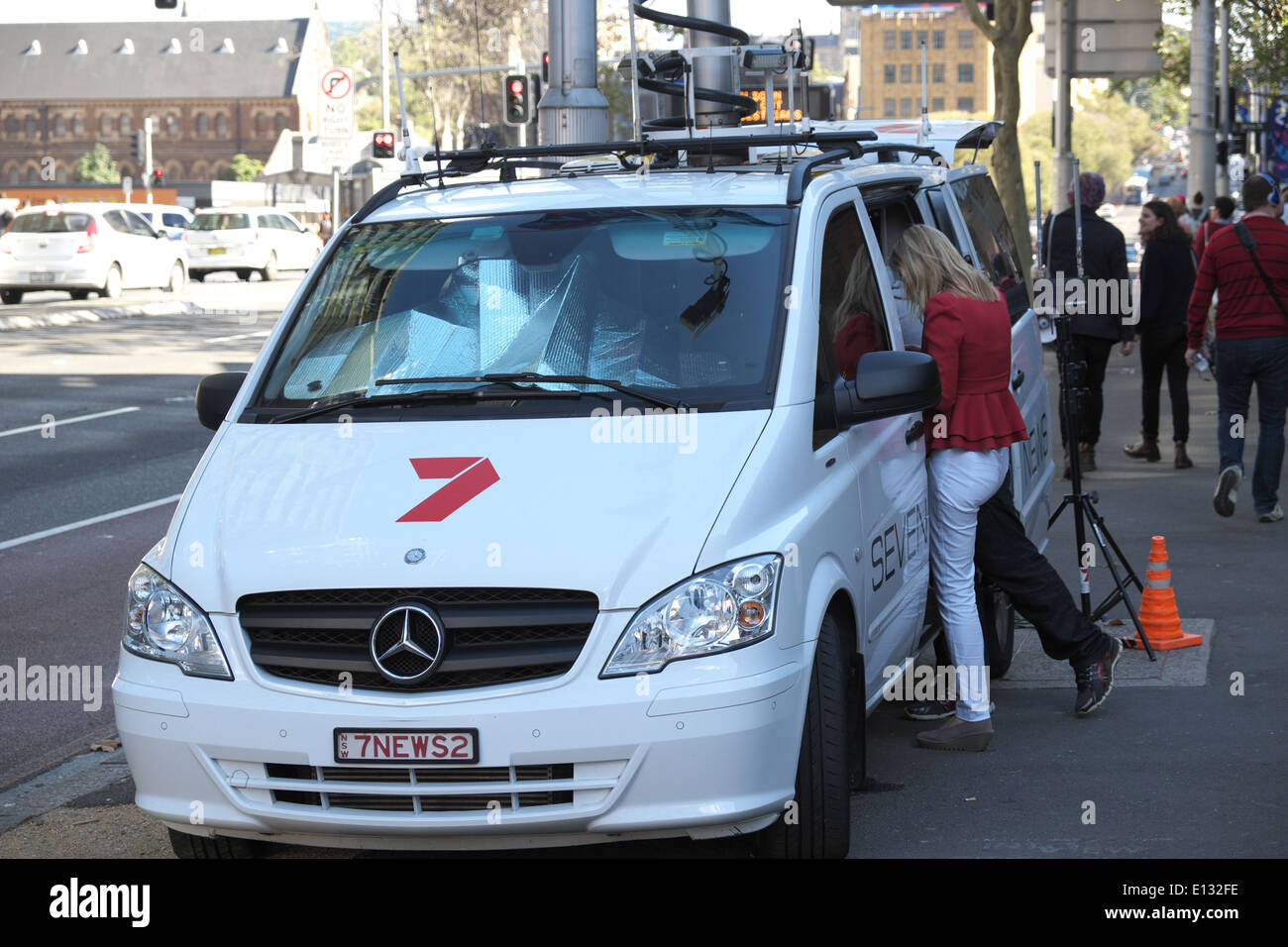 australian television channel 7 team covering strike at University of technology sydney,australia Stock Photo