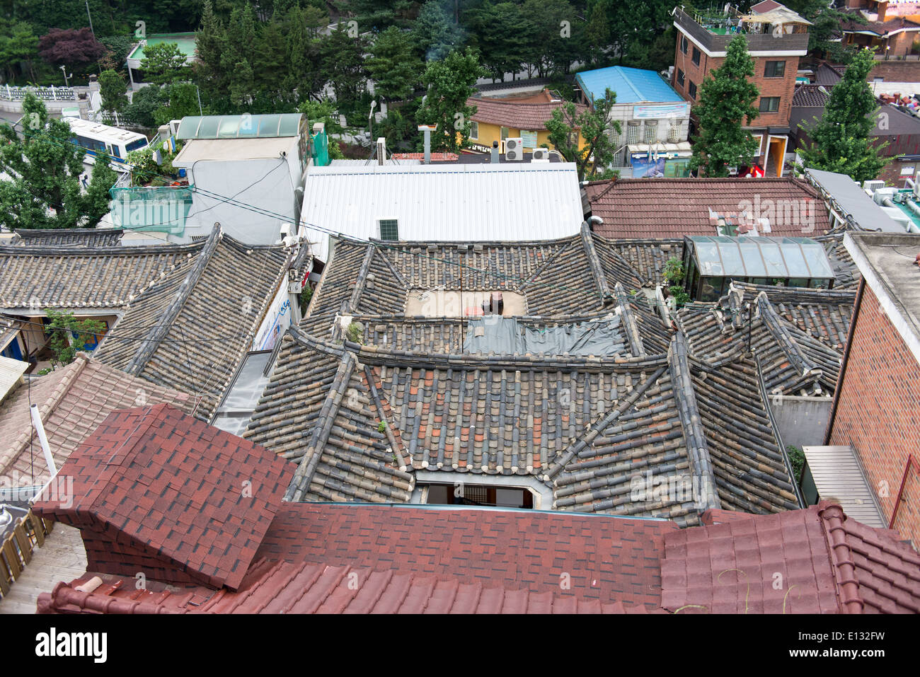 Normal houses in Seoul, South Korea with many roofs Stock Photo Alamy