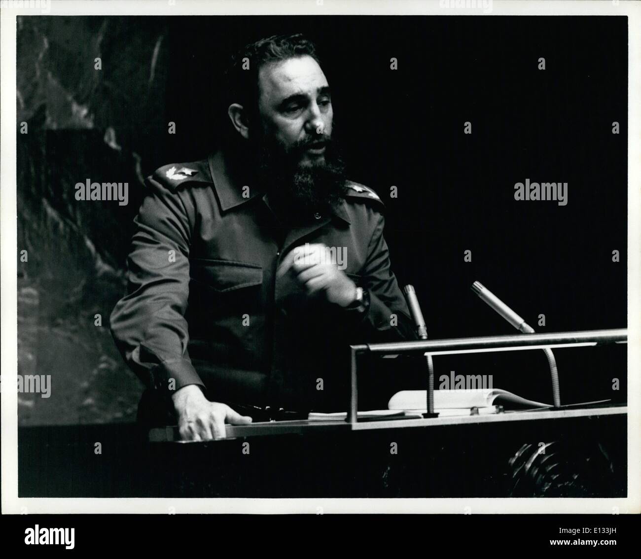 Feb. 26, 2012 - The united nations new york city Cuban premier Fidel Castro addressed the united nations general assembly today. Stock Photo