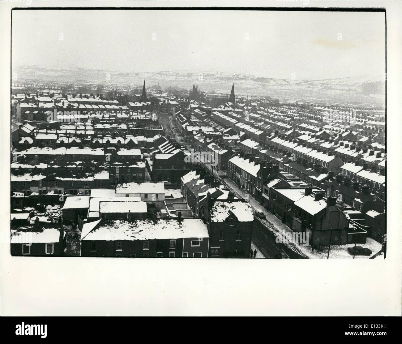 Feb. 26, 2012 - Looking over the Stronghold Catholic area of New Lodge Road in Belfast Stock Photo