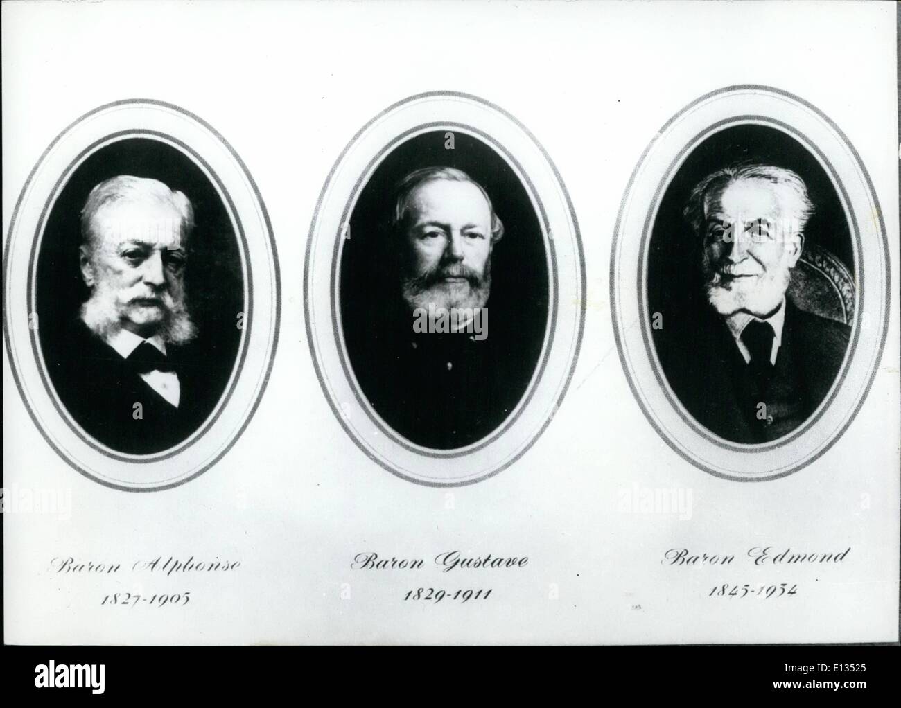 Feb. 26, 2012 - The banking dynasty of the Rothschild: Barons Alphonse, Gustave and Edmond. Stock Photo