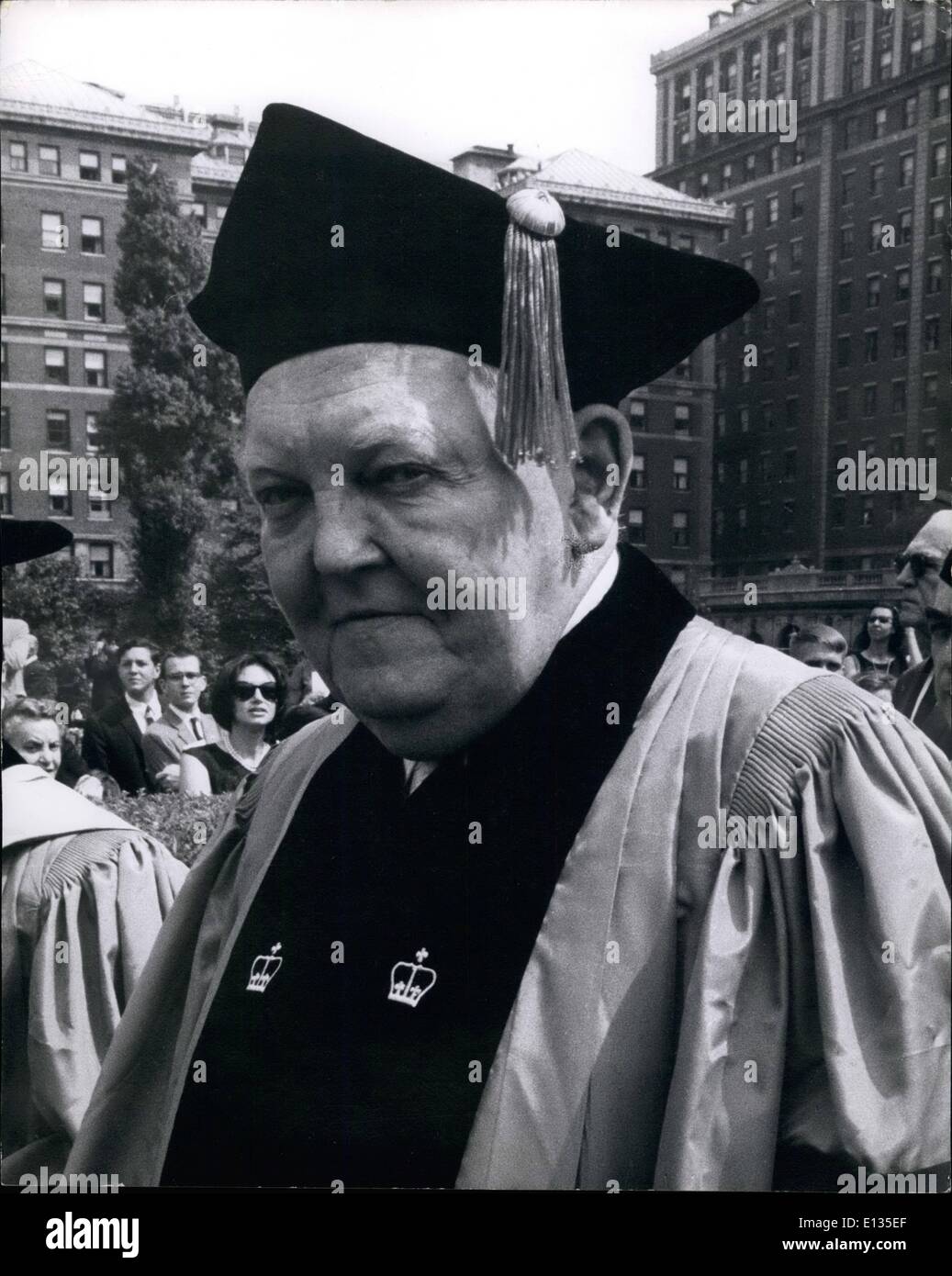 Feb. 28, 2012 - Ludwig Erhard at New York's Columbia University, where he received an honorary doctor of Laws degree. June 1, 1965 Stock Photo