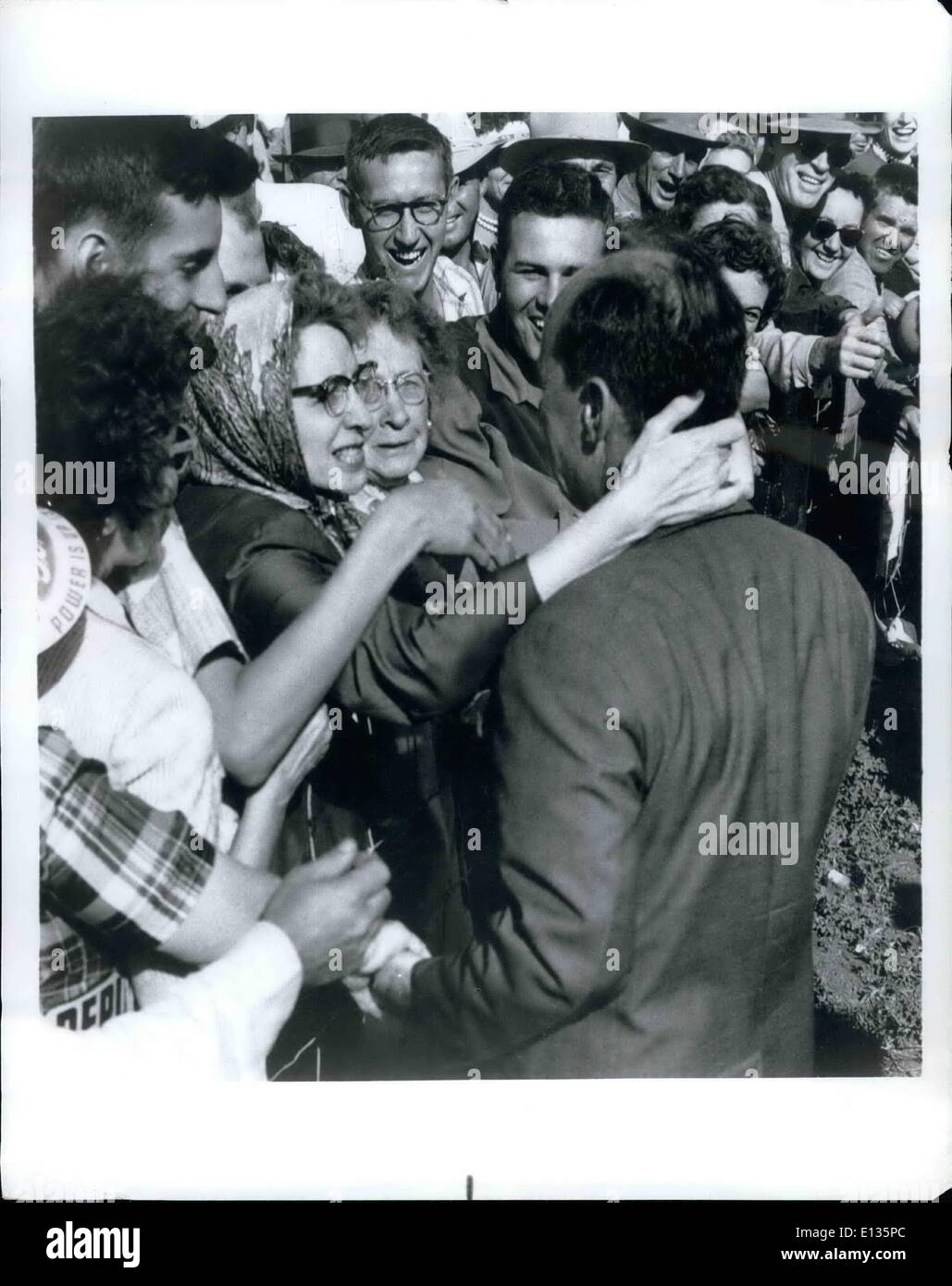 Feb. 28, 2012 - That the people may decide: Adlai E. Stevenson's discourses produced a diverse but fiercely loyal host of supporters in his losing 1952 and 1956 candidacies. His eloquence often roused intense emotions, as demonstrated by this woman's unexpected embrace. Stock Photo