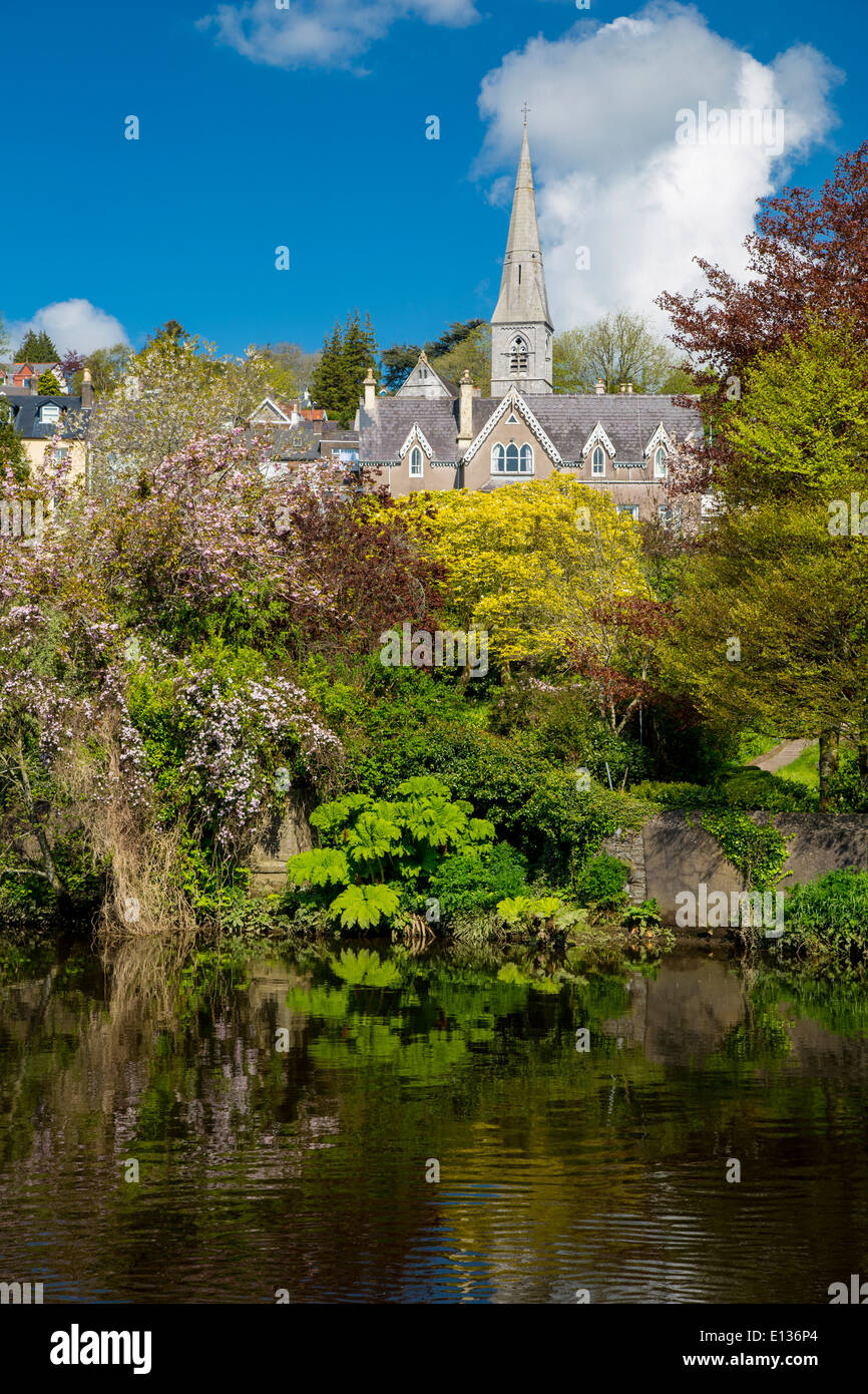 River Lee and Church of Our Lady of the Rosary, Cork Ireland Stock Photo