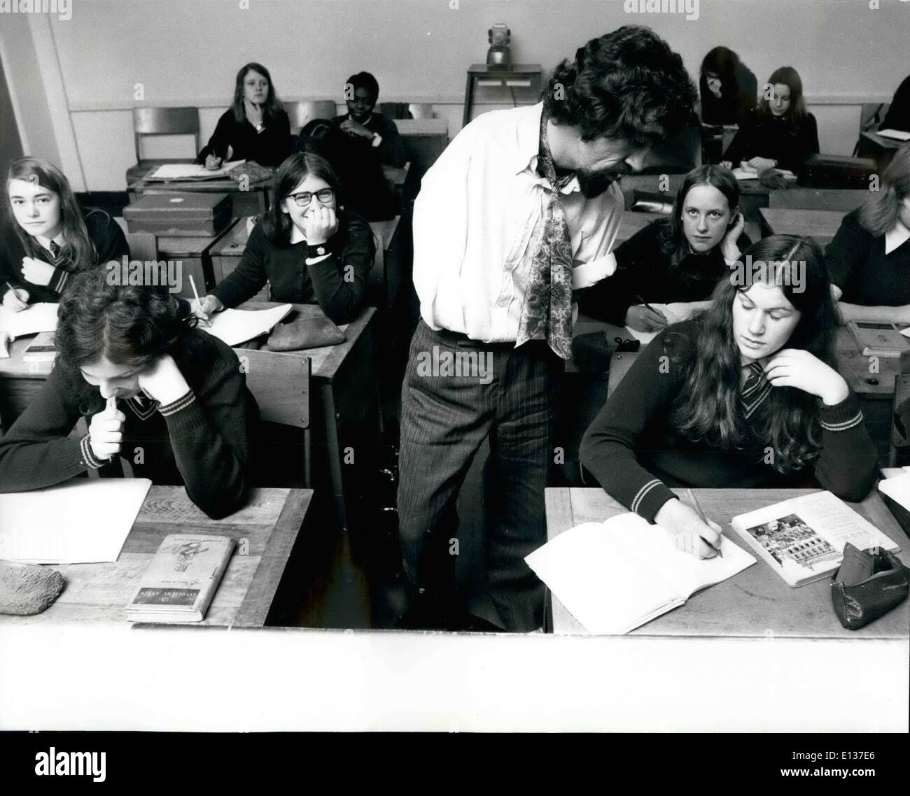 Feb. 29, 2012 - Frank Letch pictured with some of his pupils during a French lesson - ''...just a teacher with ideas and methods of my own' Stock Photo