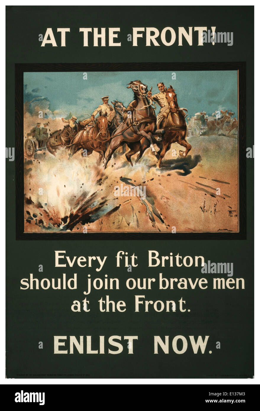 WW1 Recruitment enlist to The Front propaganda poster in 1914-1916 UK Stock Photo