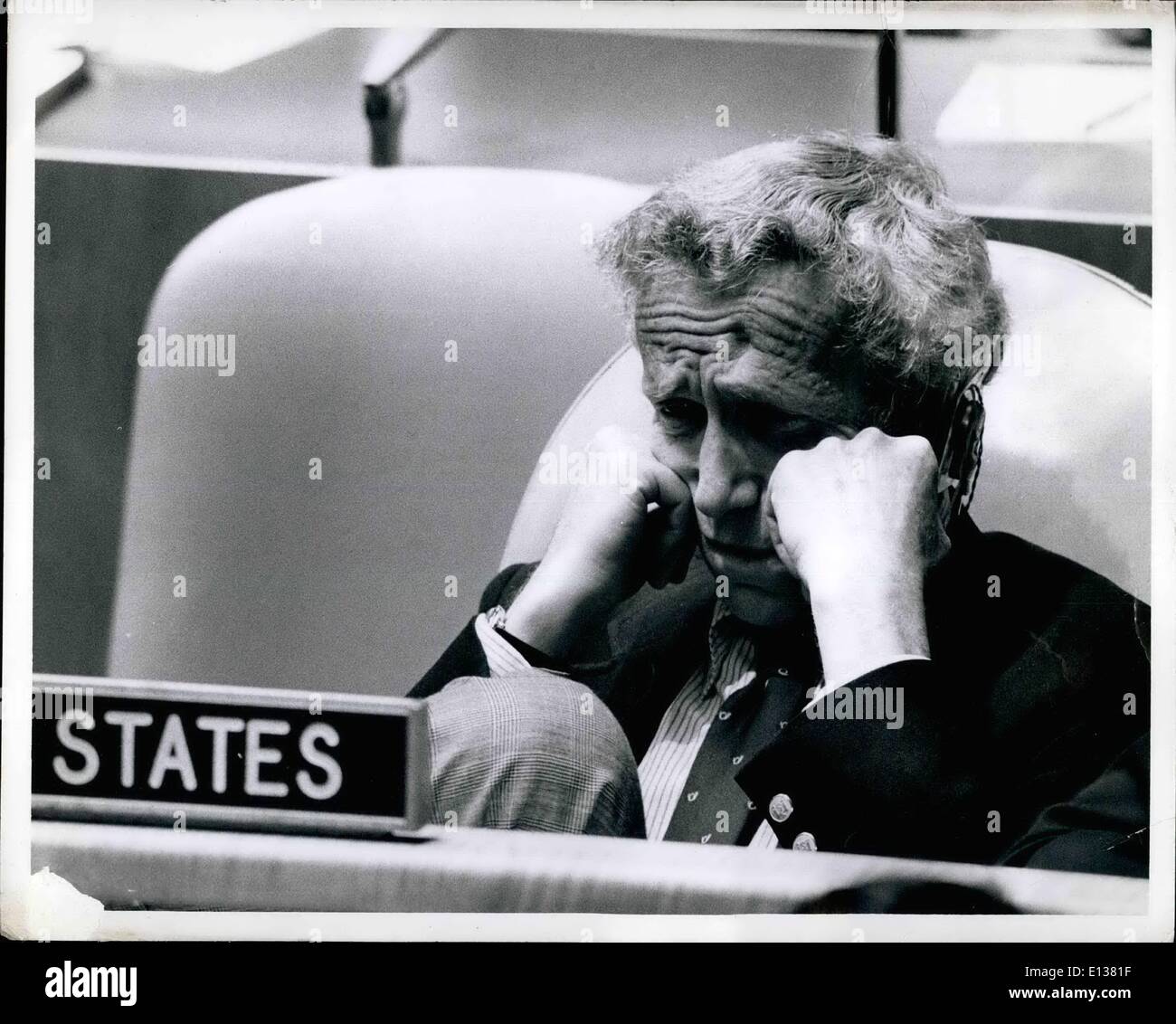 Feb. 29, 2012 - The United Nations, New York, New York. united States Ambassador Charles Lichenstein asleep during a meeting of Stock Photo