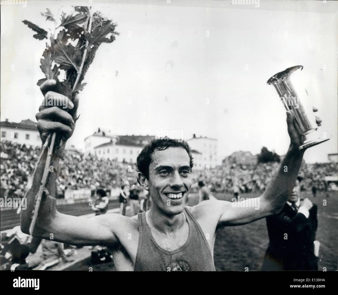Feb. 29, 2012 - July 1980 Steve Ovett breaks world record for the mile in Oslo Ã¢â‚¬â€œ In the Bislett Stadium in Oslo, British Stock Photo