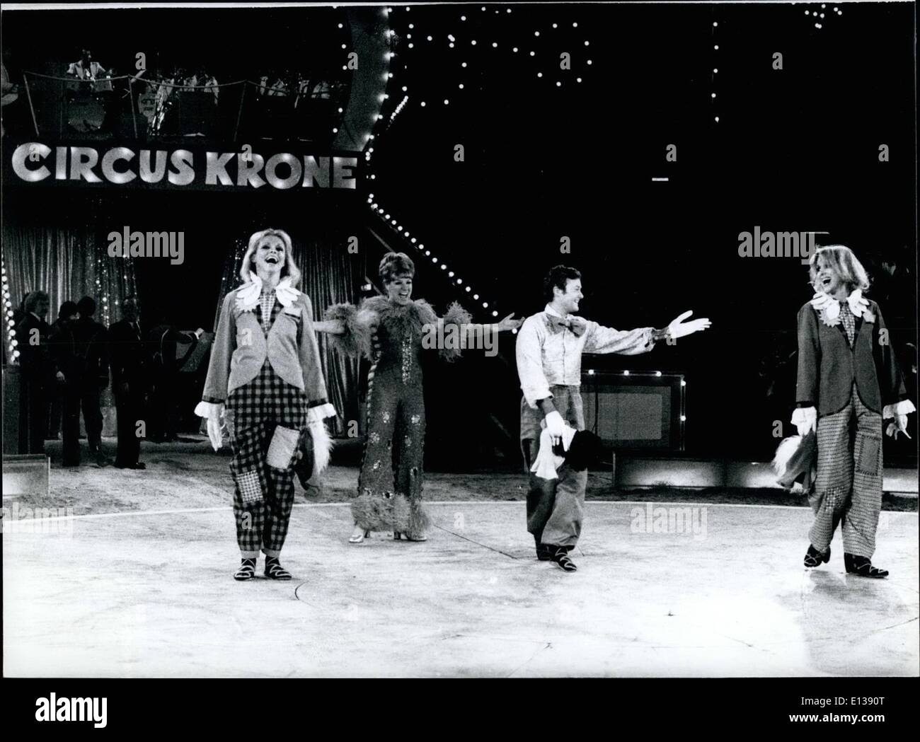 Feb. 29, 2012 - ''Star In The Manege'' - Charity Performance In Munich: ''Stars in the Munich''...under this motto a very interesting performance took place on November 30th, 1978 in the Munich/West-Germany Circus Krone. This annual benefit-gala is Organized by a Munich Newspapaer (''Abendzeitung'') and the net profit will be used to help old Artists and journalists. Every year, and also ion 1978, a great lot of stars -singers, dancers, actors a.s.o. - took part and are performing themselves as clowns, tamers, rope dancers f.e Stock Photo