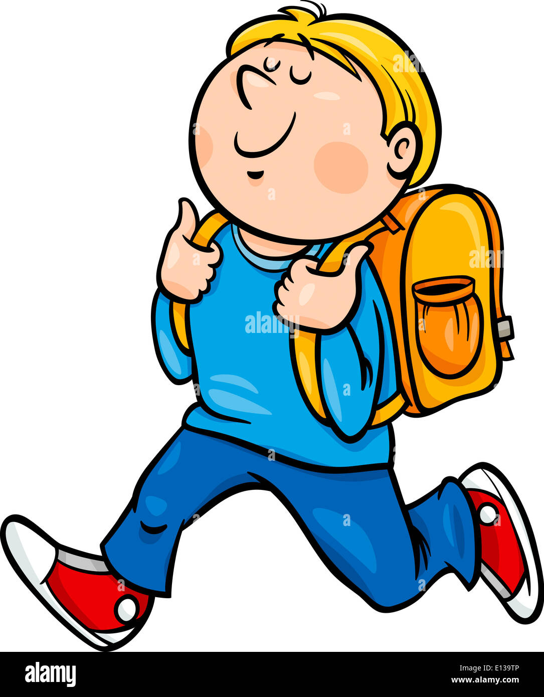 Cartoon Illustration of Primary School Student Boy with Knapsack Stock  Photo - Alamy