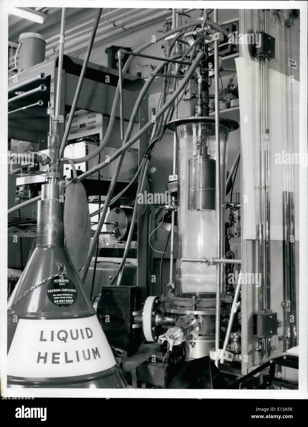 Feb. 29, 2012 - The Culham Laboratory Near Abingdon, Bereshire; Liquid Helium Cooled Cryopump - This pump has been used for pumping speed measurements and the development of automatic liquid helium control techniques. The pumping speed of the cryogenically cooled surface (some 60 sq. cm. in area) is 1500 liters per second for hydrogen. Stock Photo