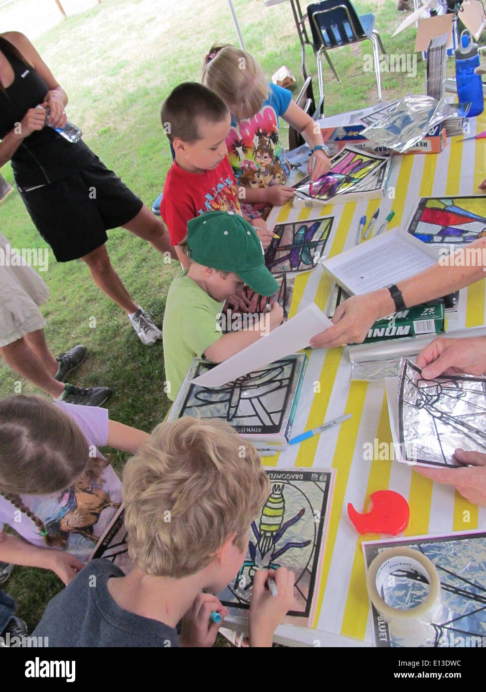Stained glass window craft Stock Photo - Alamy