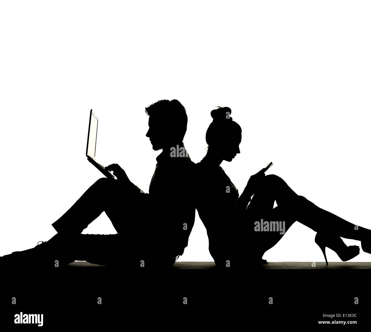 Sad couple and silhouette hi-res stock photography and images - Alamy